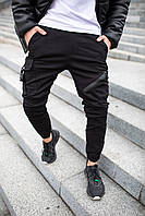 Крутые коттоновые спортивные мужские штаны удобные на каждый день демисезонные черные | Спортивные брюки