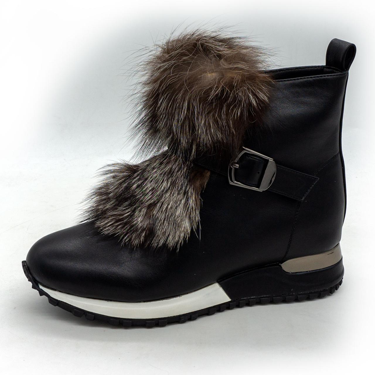 Зимові високі чорні шкіряні кросівки LICCI 826-H450M 36. Розміри в наявності: 36, 38, 40.