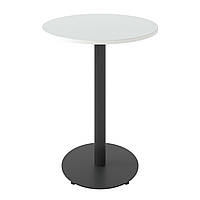 Стол кухонный обеденный круглый на одной ноге Soul light черный металл / ДСП белый текстура d-60 h-75 Lovko