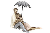 Красивая интерьерная декоративная статуэтка фигурка Влюбленные под зонтом 18 см