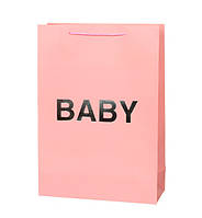Подарочный пакет "Baby" 31*44*12 см, цвет - розовый