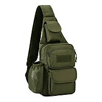 Тактична сумка-рюкзак олива, борсетка однолямкова + USB вихід