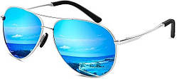 Сонцезахисні окуляри ANYLUV Авіатор, металева оправа, лінзи TAC, дзеркальні лінзи. Захист UV400