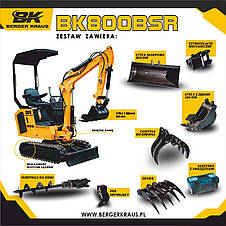 Міні-екскаватор Berger Kraus BK800BSR у комплекті з приладдям, фото 3