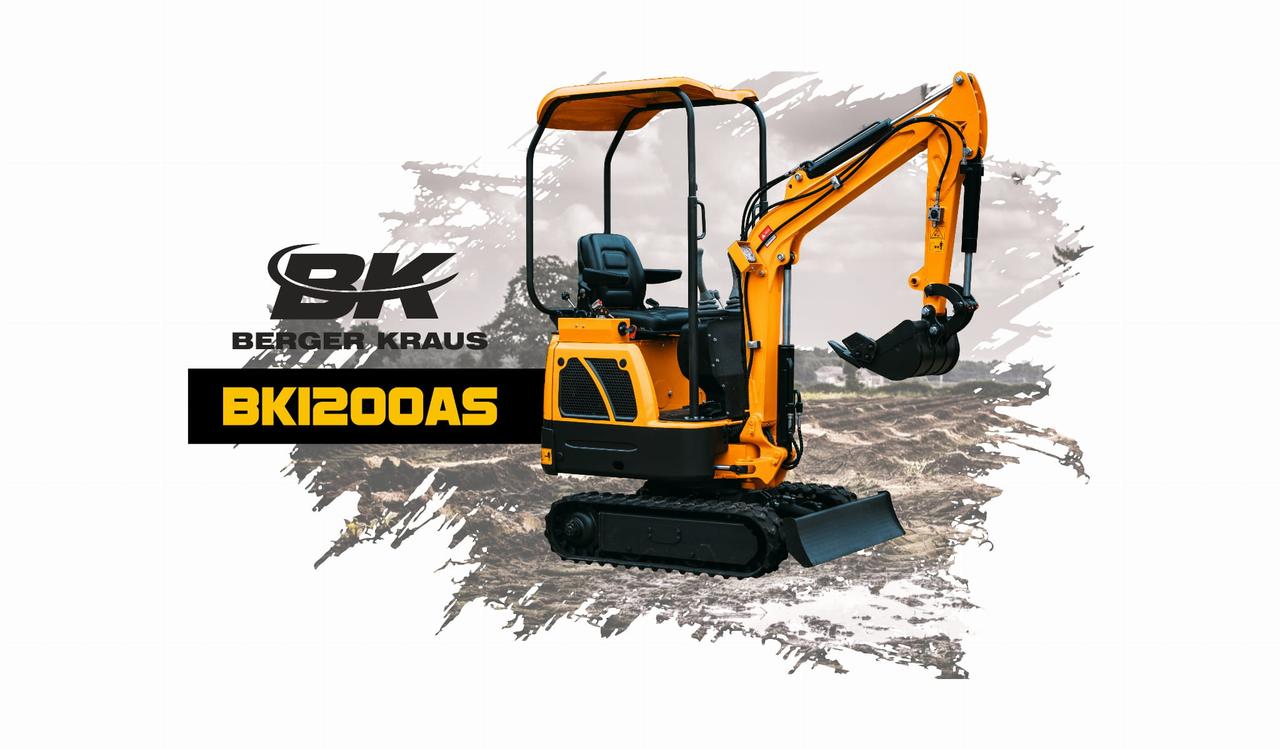 Міні-екскаватор Berger Kraus BK1200AS поворотна стріла з ковшем 380 мм