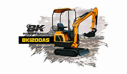 Міні-екскаватор Berger Kraus BK1200AS поворотна стріла з ковшем 380 мм, фото 1