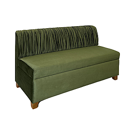 Дивани для кафе ресторанів офісів MeBelle ROYALLA 1,5 м з драпіруванням, опт, зелений хакі трав'яний велюр