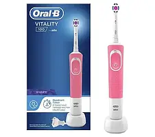 БУ, Електрична зубна щітка Braun Oral-B Vitality D100 3D White Pink, рожева електрощітка для зубів, жіноча