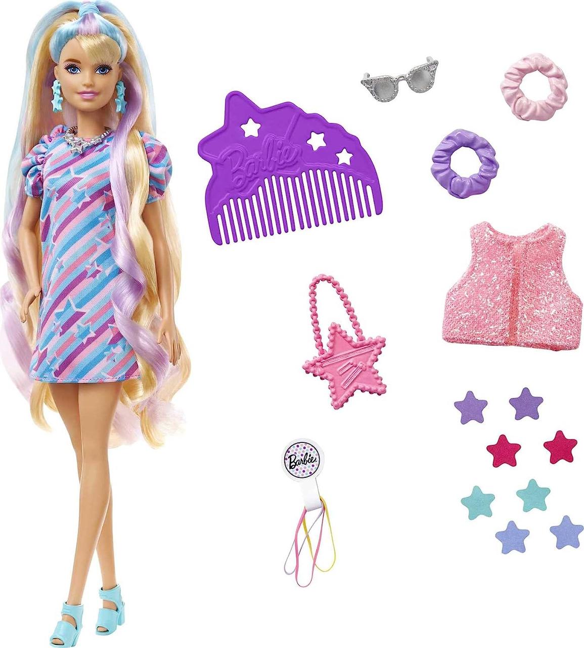Лялька Барбі Зіркова красуня Фантастична зачіска Barbie Totally Hair Doll 15 Styling Accessories - фото 2 - id-p1899928252