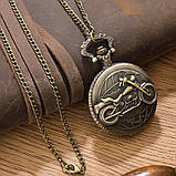 Вінтажний кварцовий годинник на ланцюжку кишеньковий мото, фото 2