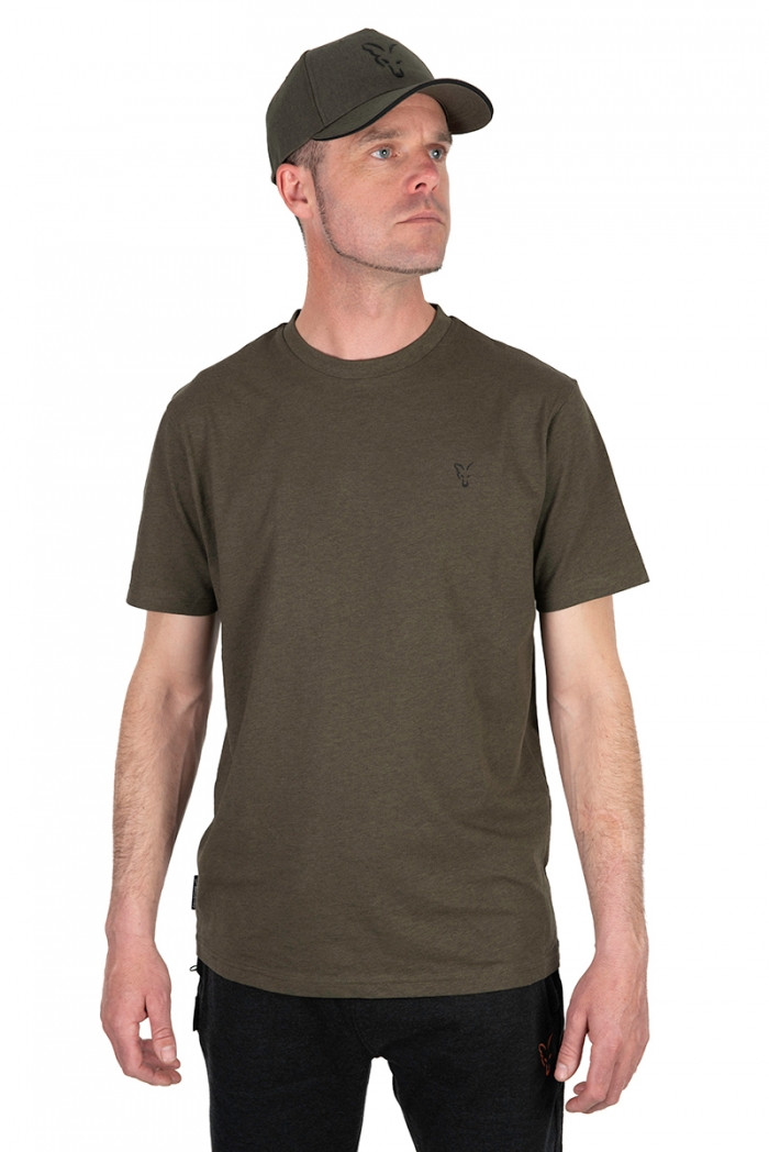 Футболка  Fox Collection T-Shirt Green Marl Black Logo