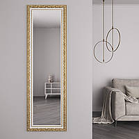 Біле дзеркало в рамі з патиною золота 176х56 настінне Black Mirror вологостійке для ванної кімнати