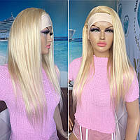 Натуральний перука блонд на пов'язці стрічці гумці слов'янське волосся 65 см