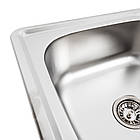 Кухонна мийка з нержавіючої сталі Platinum ДЕКОР 6550 (0,8/180 мм), фото 4
