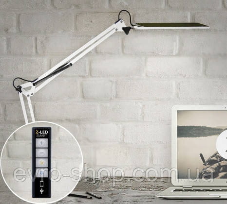 Лампа світлодіодна настільна Чорна 10W X-LED із сенсорним регулюванням яскравості та температури USB зарядне Біле