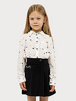 Блуза длинный рукав для девочки цвет белый ЦБ-00222558