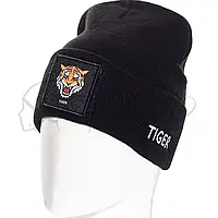 Шапка с шевроном лопата двойная зимняя без подкладки универсальная Tiger L21019 Черный