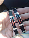 Каучуковий чорний браслет з хрестом з срібла з розсипом фіанітів позолочений Князь, фото 4