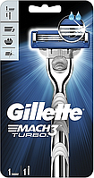 Станок для бритья мужской Gillette Mach3 Turbo + 1 сменный картридж бритва мак3 турбо станок мач 3 турбо