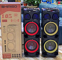 Колонка с микрофоном Kimiso QS-1010 BT (10"BASS*2/LED подсветка/TWS) | Bluetooth акустика