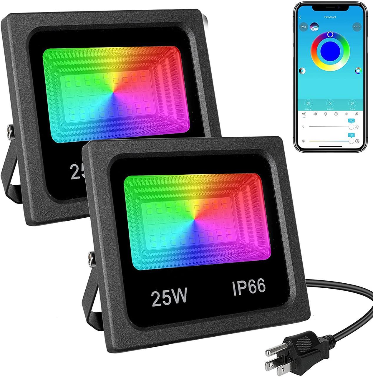 SMART LED прожектор 25W IP66 RGB bluetooth з програмою | Ліхтар на вулицю | Вуличний світильник - фото 1 - id-p1900130889