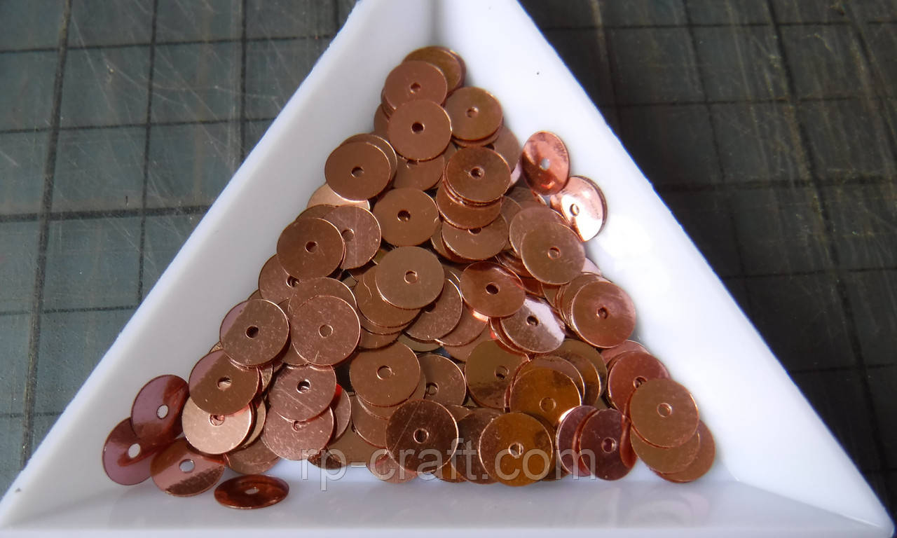 75. Упаковка паєток. Круглі, темно-персикові, 6 мм, 5 грами, фото 1