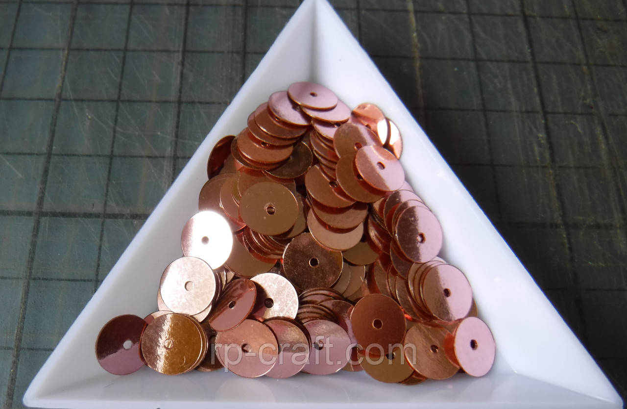 70. Упаковка паєток. Круглі, темно-персикові, 8 мм, 5 грами, фото 1