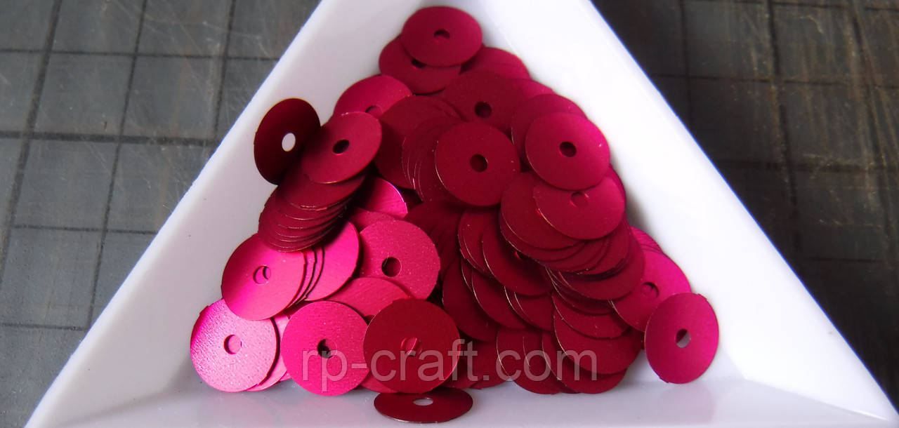 71. Упаковка паєток. Круглі, темно-рожеві, 9 мм, 5 грам, фото 1