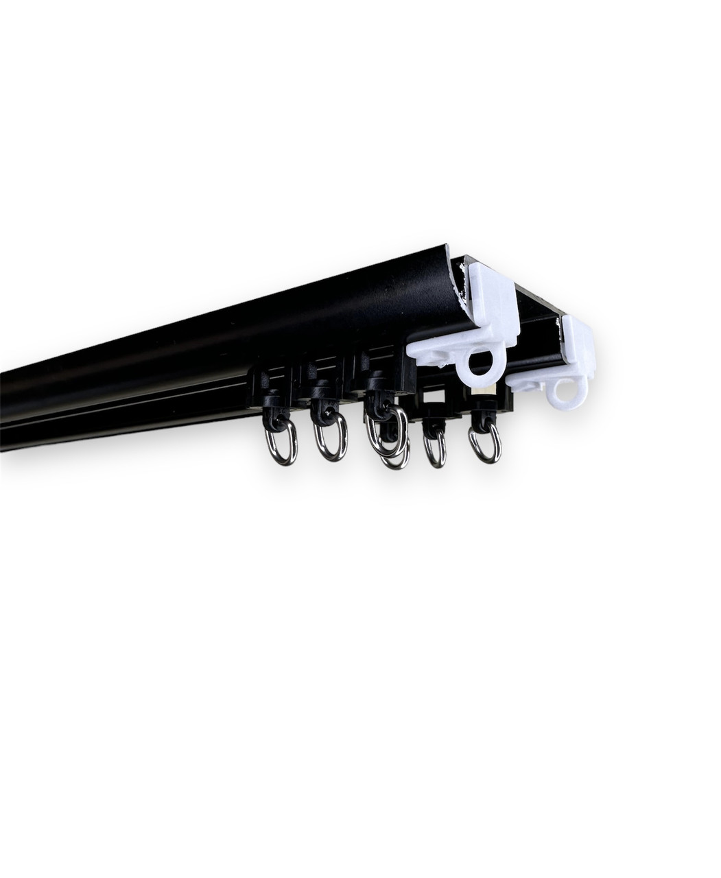 Карниз потолочный алюминиевый усиленный двухрядный, DS-2 Черный на роликовых бегунках - фото 1 - id-p1900174000