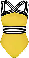 Yellow 10-12 Цельные купальники Hilor для женщин, передний кроссовер, полые купальные костюмы, монокини