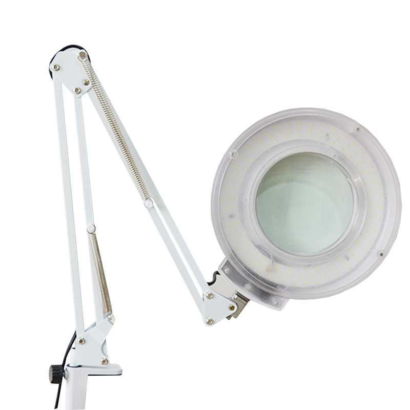 Кругла LED-лампа на струбцині срібна