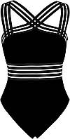 Black 18 Цельные купальники Hilor для женщин, передний кроссовер, полые купальные костюмы, монокини
