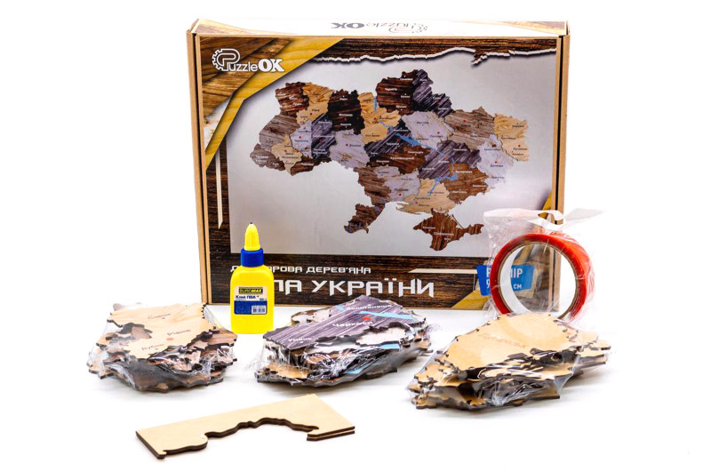 Дерев'яна карта України настінна 60*90 см. 90609 PuzzleOK