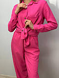 Костюм брючний сорочка штани малиновий колір, фото 2