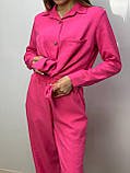 Костюм брючний сорочка штани малиновий колір, фото 4