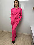 Костюм брючний сорочка штани малиновий колір, фото 3