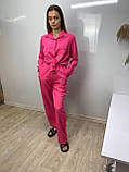 Костюм брючний сорочка штани малиновий колір, фото 7