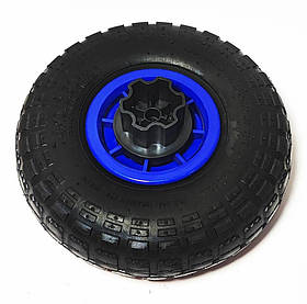 Гумове колесо для дитячого електромобіля 260 мм із перехідником синій диск