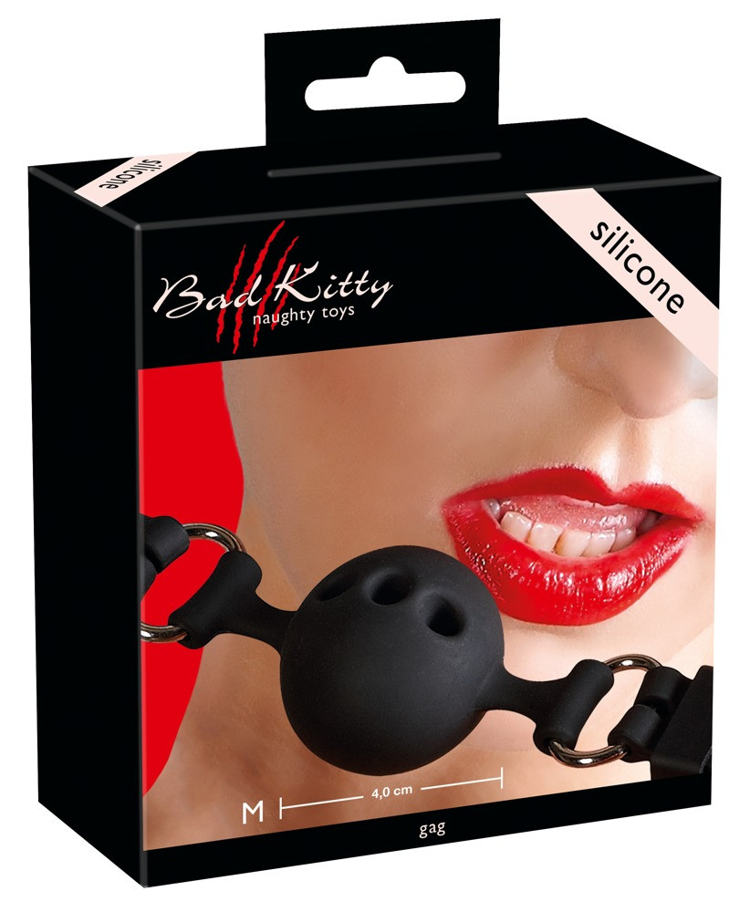 Кляп Bad Kitty силіконовий для BDSM з отворами для дихання регульований ремінець 4 см