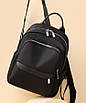 Жіночий маленький рюкзак нейлоновий 31х24х10 см. Чорний., фото 6