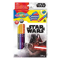 Карандаши цветные двухсторонние Duo Colors "STAR WARS" трехгранные с рисунком на дереве 12 карандашей 24 цвета