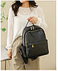 Жіночий середній класичний рюкзак зі шкірозамінника 32х28х12 см Чорний, фото 2