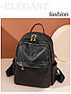 Жіночий середній класичний рюкзак зі шкірозамінника 32х28х12 см Чорний, фото 3