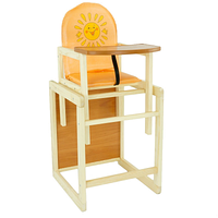 Дитячий дерев'яний стільчик для годування трансформер ТМ "Мася" 2042 сидіння шкірозамінник, Помаранчевий "Сонечко"