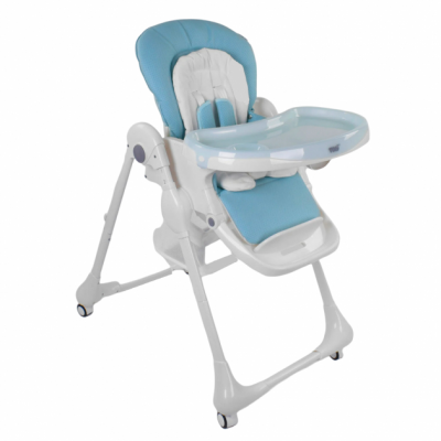 Дитячий складний стільчик для годування на колесах Toti W-48406 сидіння екошкіра, Біло-блакитний