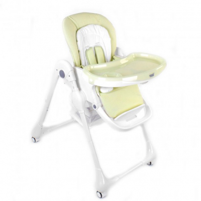 Дитячий складний стільчик для годування на колесах Toti W-56077 сидіння екошкіра, Біло-салатовий