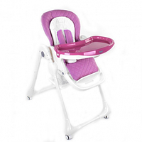 Дитячий складний стільчик для годування на колесах Toti W-62005 сидіння екошкіра, Біло-фіолетовий