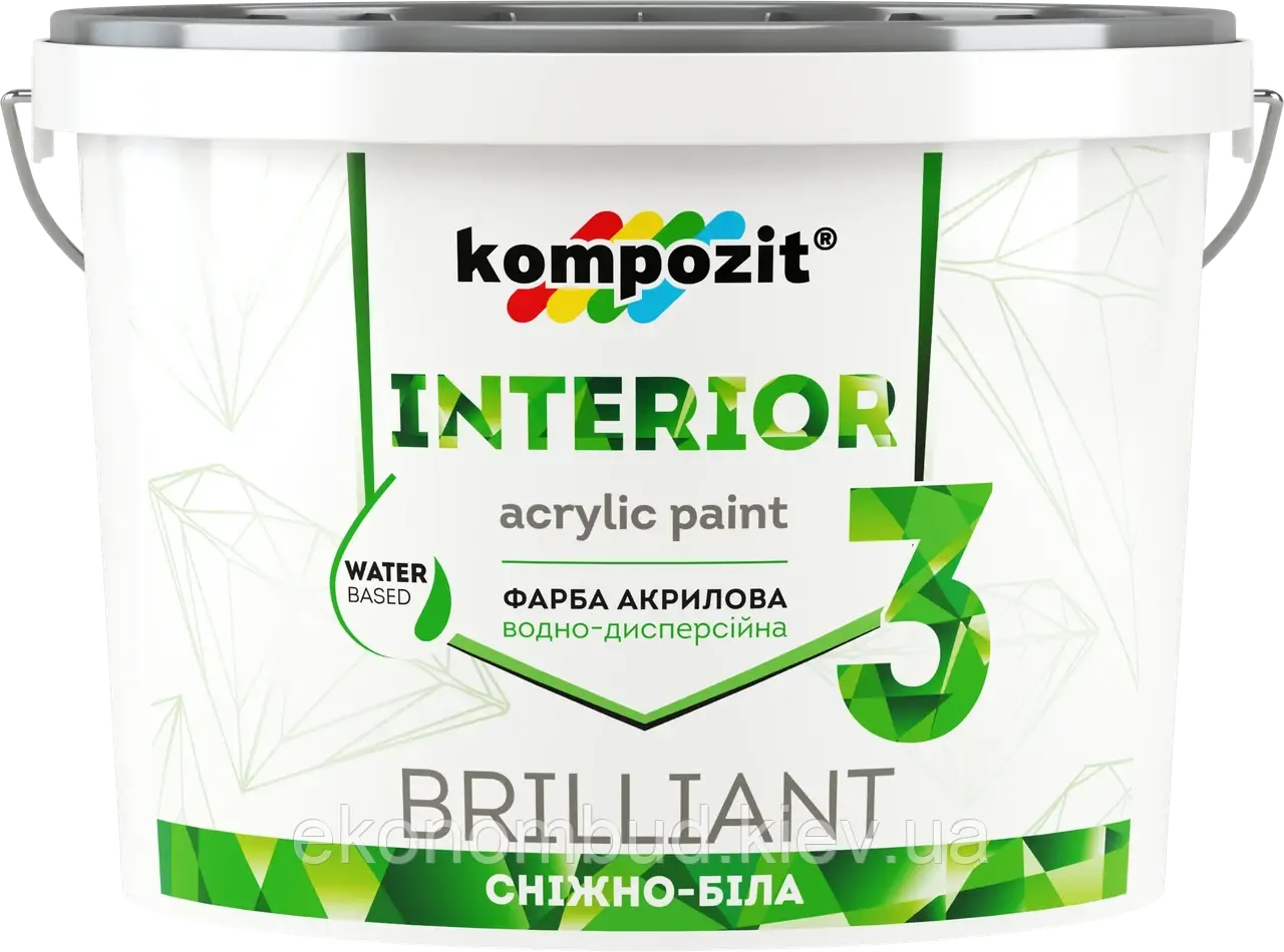 Фарба інтер’єрна INTERIOR 3 (Колір: Білий, Фасування: 7 кг, Блиск: Глибоко-матовий)