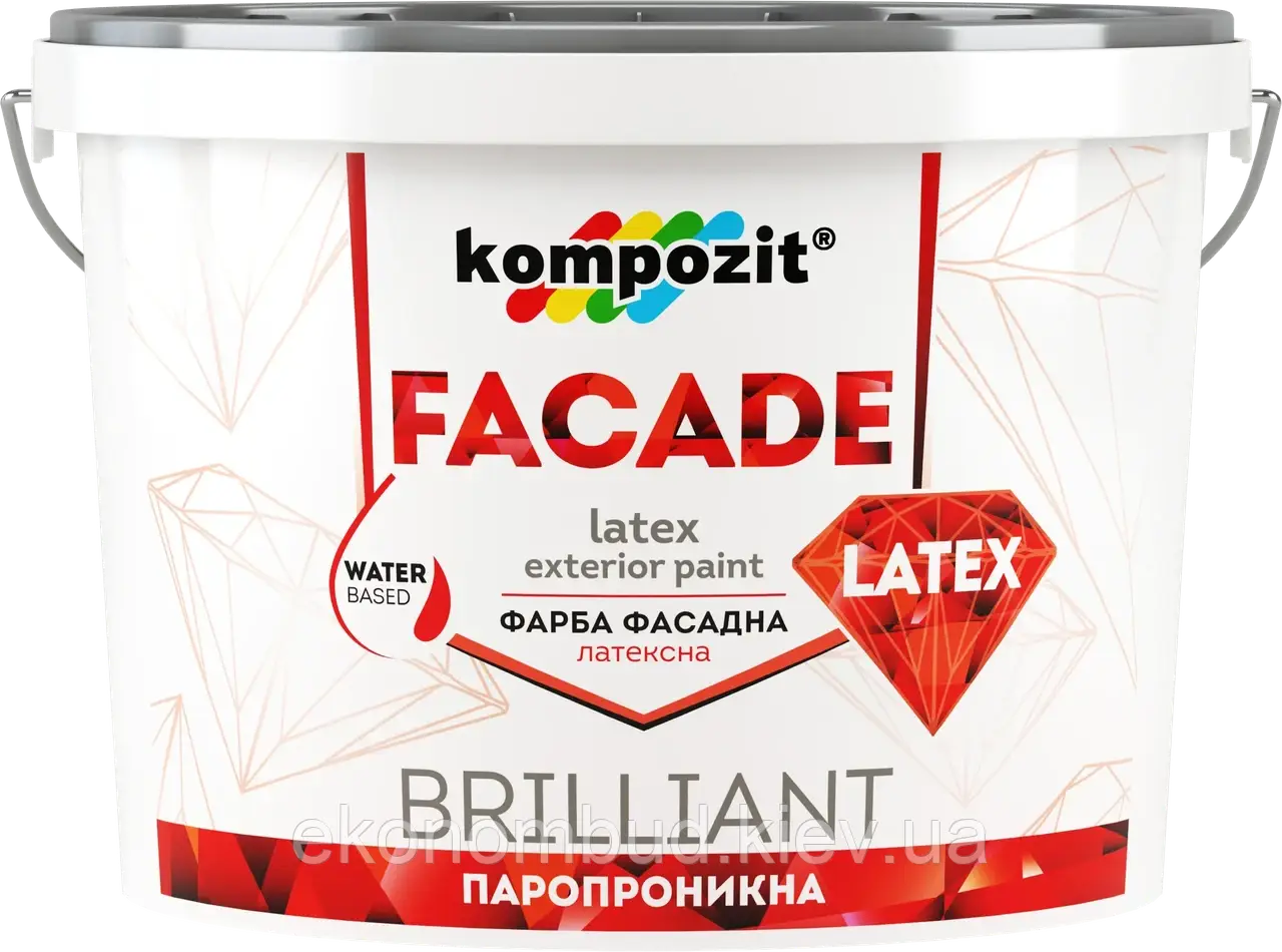 Фарба фасадна FACADE LATEX (Колір: Білий, Фасування: 1,4 кг, Блиск: Матовий )