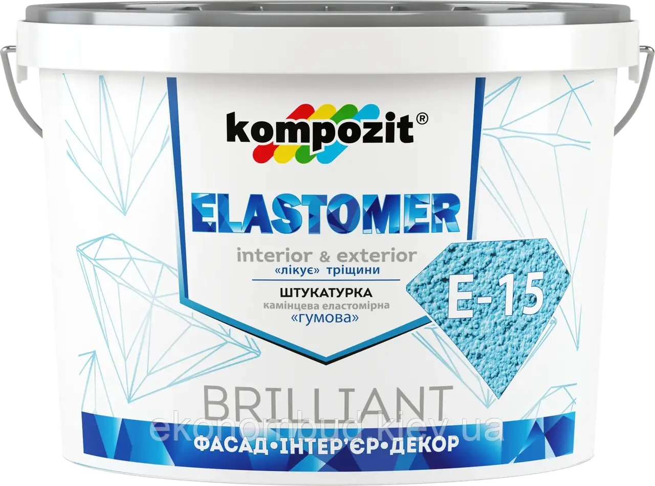Штукатурка еластомірна ELASTOMER 15 (Колір: Білий, Фасування: 25 кг, Блиск: Не визначається)